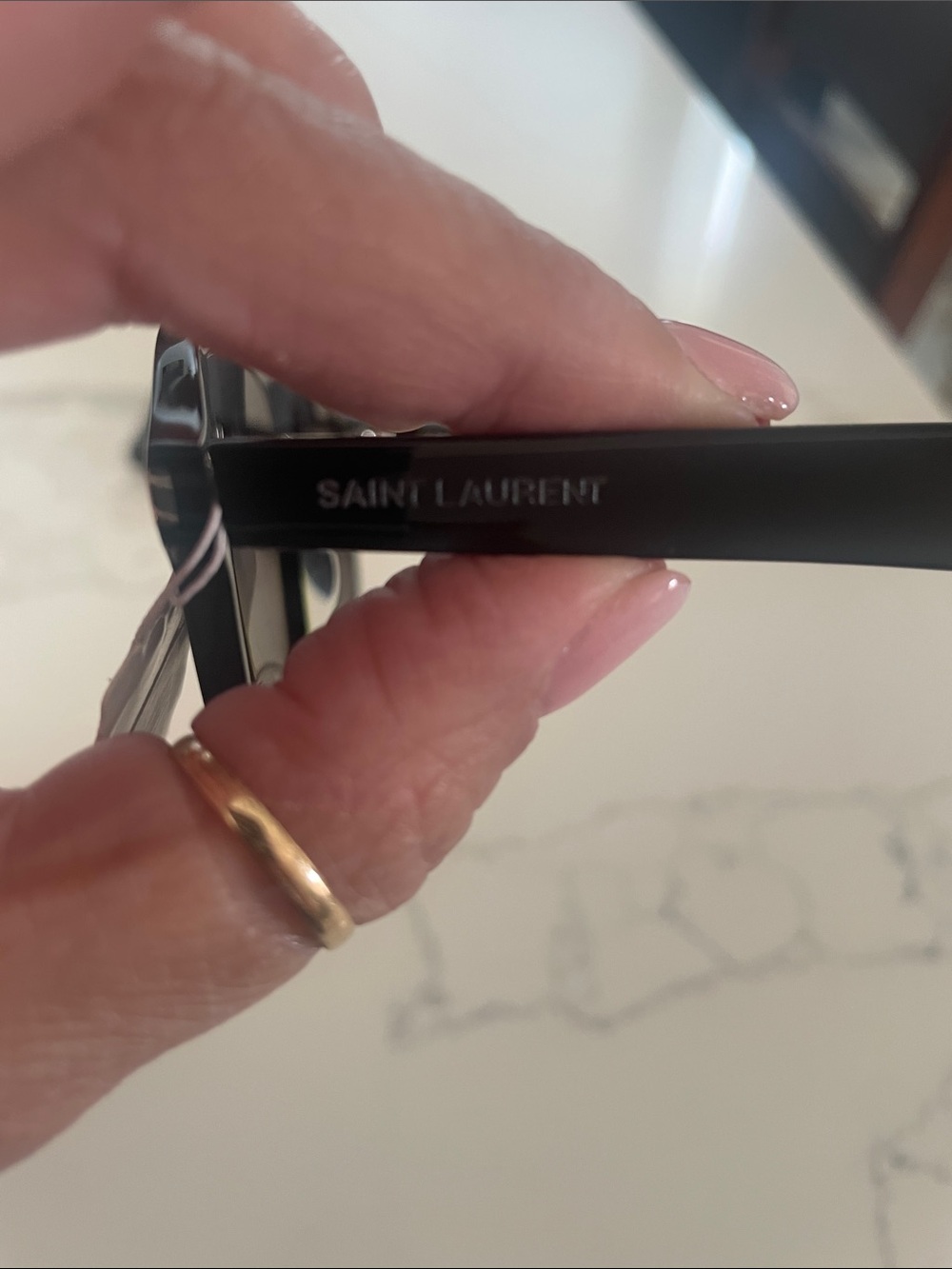 Saint Laurent Black Lightweight Aviator Sunglasses with Dark Lenses SL432 Slim - Picture 6 of 8